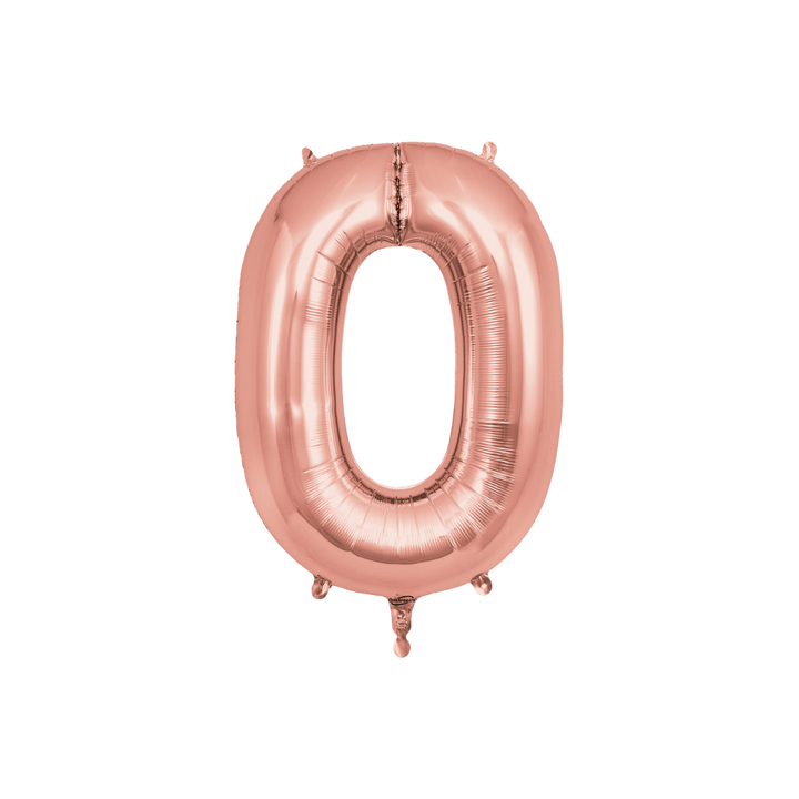 Rose gold 34in letter O foil balloon for birthday, wedding, and anniversary party – from Parte Haus party supply store in Bethesda, Maryland.