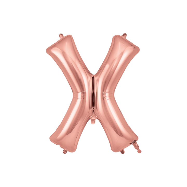 Rose gold 34in letter X foil balloon for birthday, wedding, and anniversary party – from Parte Haus party supply store in Bethesda, MD.