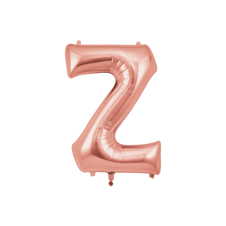 Rose gold 34in letter Z foil balloon for birthday, wedding, and anniversary party – from Parte Haus party supply store in Bethesda, MD.