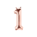 Rose gold number one foil balloon for birthday milestone from Parte Haus party supply store in Bethesda Maryland