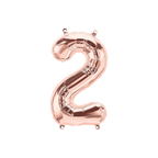 Rose gold number 2 foil balloon for birthday milestone from Parte Haus party supply store in Bethesda Maryland