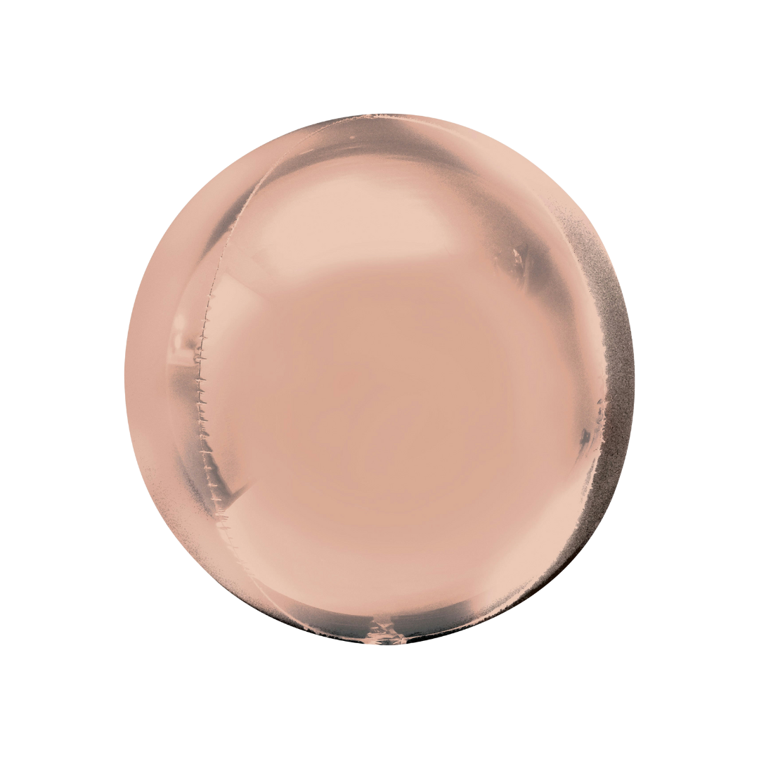 Rose gold 16in orbz foil balloon for bridal shower and anniversary celebrations – from Parte Haus party supply store in Bethesda, Maryland.