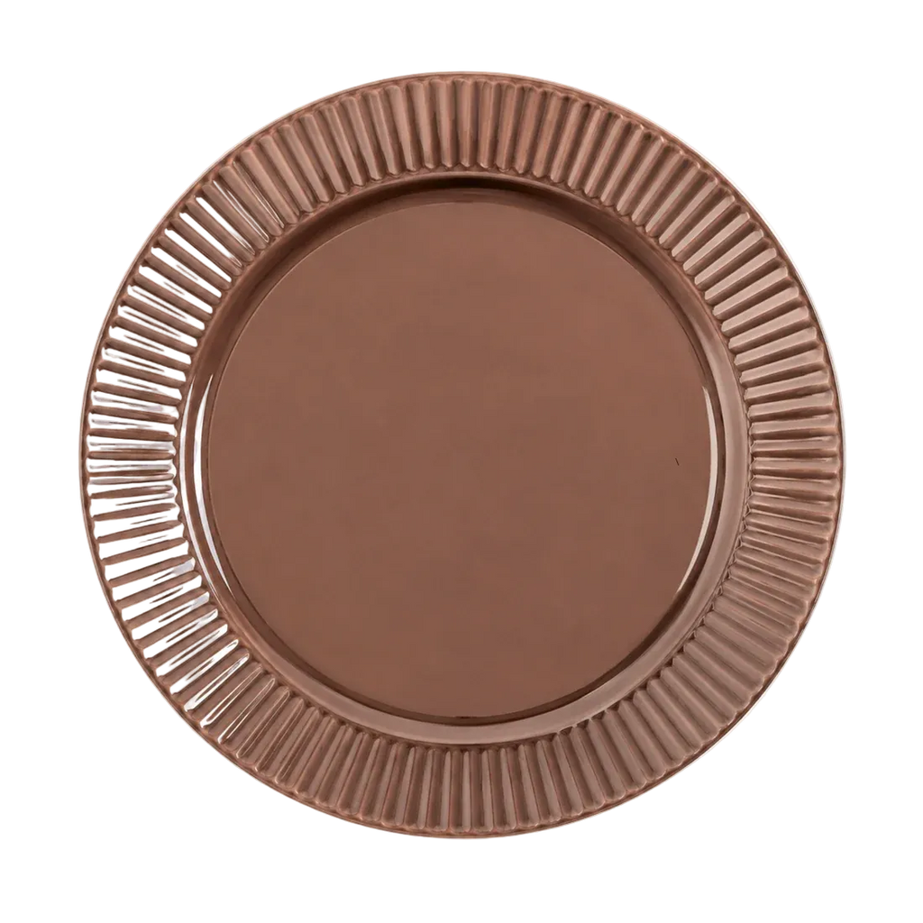 Brown Ribbed Heavy Plastic Brown Plates