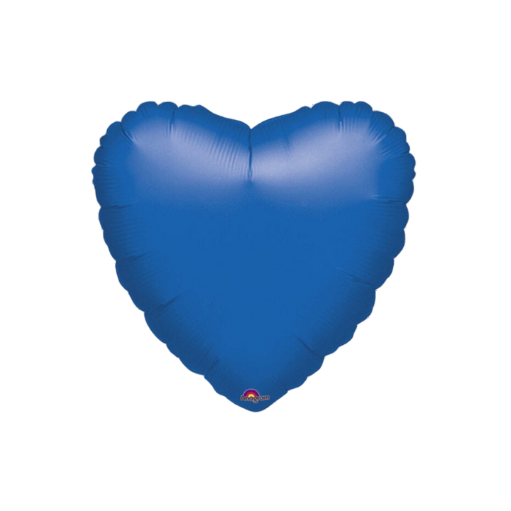 Royal blue 18in heart foil balloon with smooth shine – from Parte Haus party supply store in Bethesda, Maryland.