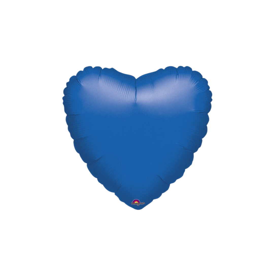 Royal blue 18in heart foil balloon with shiny finish for wedding or birthday parties – from Parte Haus party supply store in Bethesda, Maryland.