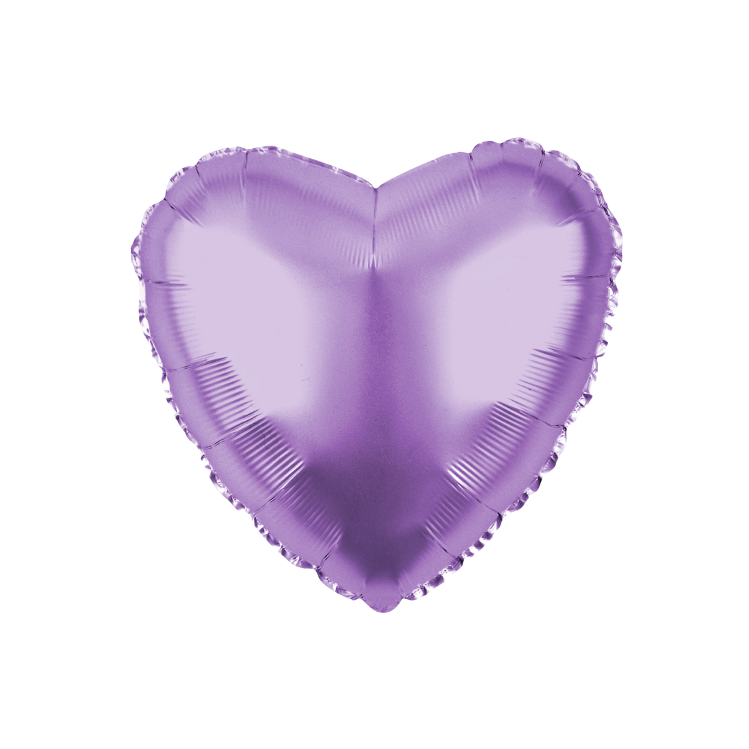 Satin lavender 18in heart foil balloon for baby showers, bridal parties, and romantic décor – from Parte Haus party supply store in Bethesda, MD.