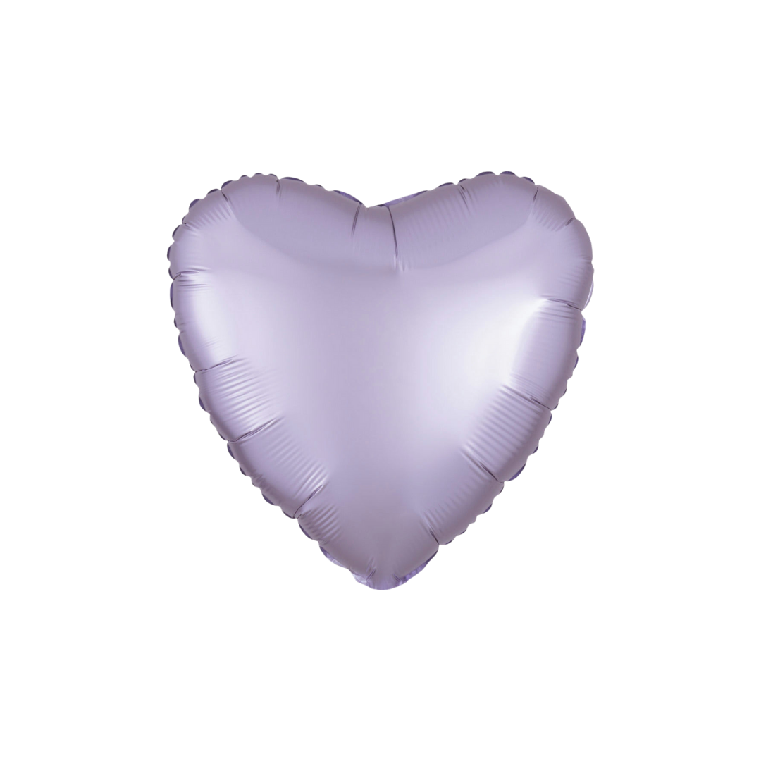 Satin pastel purple heart foil balloon for birthday from Parte Haus party supply store in Bethesda MD