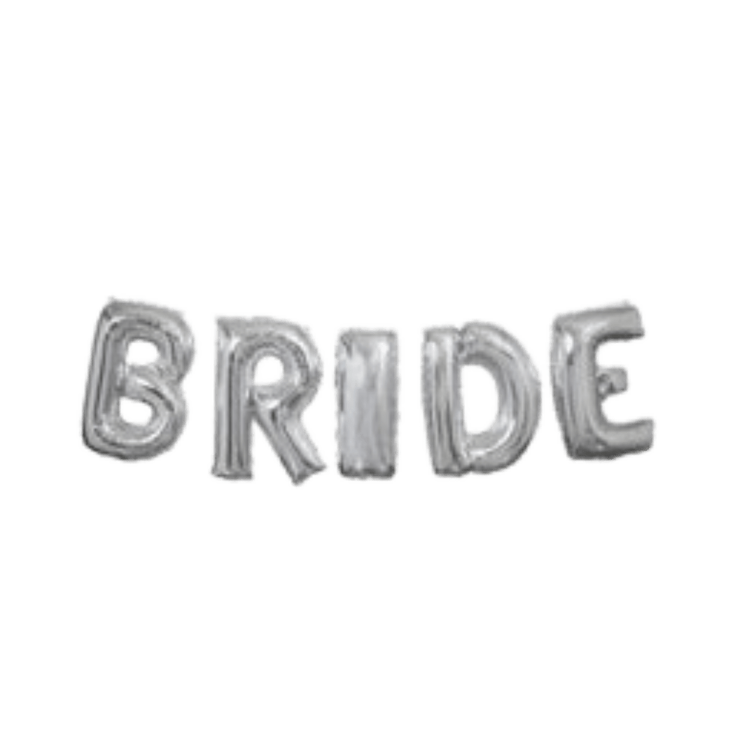 silver foil balloon bride banner bridal shower decor from Parte Haus party supply store in Bethesda Maryland