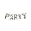 Silver foil balloon letter banner for celebration party from Parte Haus party supply store in Bethesda Maryland
