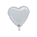 Silver heart foil balloon with shiny surface for weddings from Parte Haus party supply store in Bethesda MD