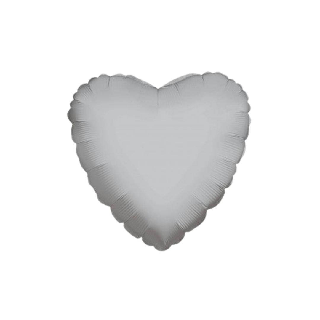 Silver heart foil balloon for weddings or birthdays from Parte Haus party supply store in Bethesda Maryland