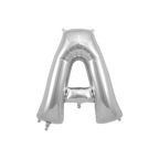 Silver letter A foil balloon shiny and large for birthday from Parte Haus party supply store in Bethesda MD