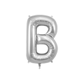 Silver letter B foil balloon for birthday celebration from Parte Haus party supply store in Bethesda Maryland