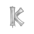 Silver letter K foil balloon for birthday party from Parte Haus party supply store in Bethesda Maryland