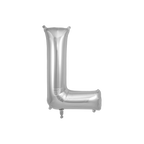 Silver letter L foil balloon for birthday from Parte Haus party supply store in Bethesda Maryland