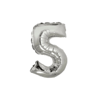 Silver number 5 foil balloon for birthday party from Parte Haus party supply store in Bethesda Maryland