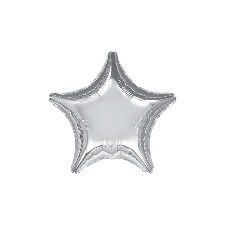 Silver 18in star foil balloon for party décor from Parte Haus party supply store in Bethesda, MD.