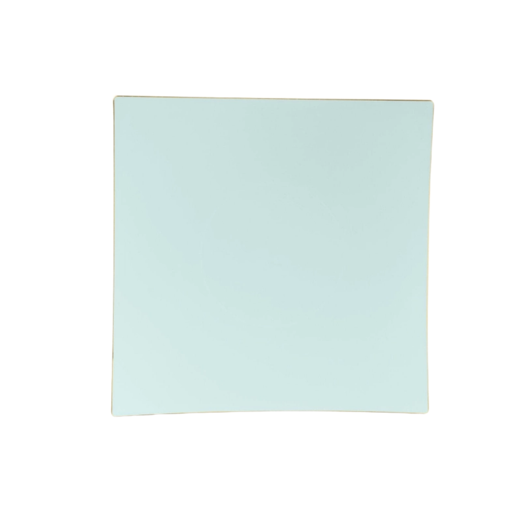 Mint Square Gold Rimmed Reusable Plates - 2 Sizes