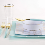 Mint Square Gold Rimmed Reusable Plates - 2 Sizes