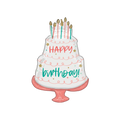 Teal green birthday cake foil balloon with candles birthday theme from Parte Haus party supply store in Bethesda MD