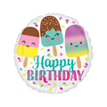 Teal pink ice cream confetti foil balloon with happy birthday text for birthday from Parte Haus party supply store in Bethesda MD
