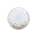 Rainbow confetti transparent bubble balloon with colorful dots birthday from Parte Haus party supply store in Bethesda Maryland