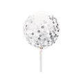 silver confetti latex balloon transparent for celebration from Parte Haus party supply store in Bethesda Maryland