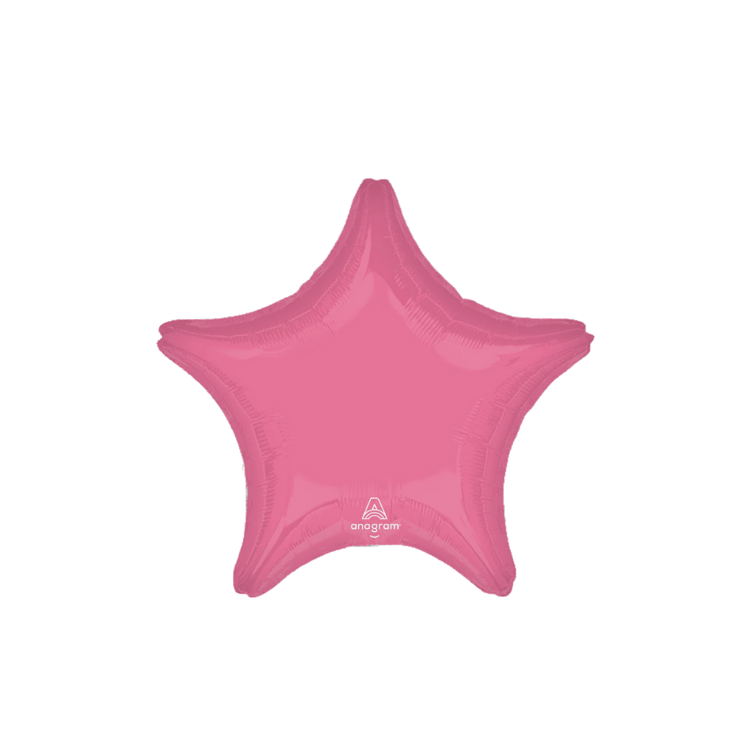 Vibrant pink 18in star foil balloon with high-shine metallic finish for Barbie parties – from Parte Haus store in Bethesda, MD.