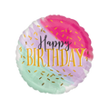 Watercolor pastel gold foil round Happy Birthday balloon birthday theme from Parte Haus party supply store in Bethesda MD