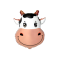 white black cow head foil balloon with a smiling face farm birthday from Parte Haus party supply store in Bethesda MD