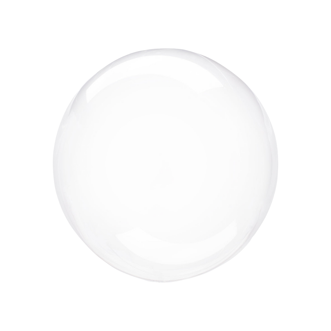 White 15in clear bubble balloon for party décor – from Parte Haus store in Bethesda, MD.