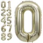 white gold foil number balloons shiny metallic for birthday celebration from Parte Haus party supply store in Bethesda MD