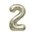 white gold number 2 foil balloon for birthday celebration from Parte Haus party supply store in Bethesda MD