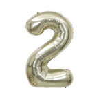white gold number 2 foil balloon for birthday celebration from Parte Haus party supply store in Bethesda MD