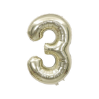 white gold number 3 foil balloon birthday theme from Parte Haus party supply store in Bethesda Maryland
