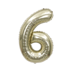 White gold number 6 foil balloon for birthday from Parte Haus party supply store in Bethesda Maryland