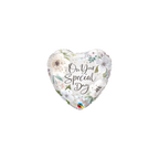 White heart foil balloon with floral design for special day celebration from Parte Haus party supply store in Bethesda Maryland