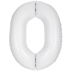 White matte number 0 foil balloon for birthday from Parte Haus party supply store in Bethesda MD