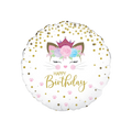 white pink gold kitten happy birthday foil balloon with crown for birthday from Parte Haus party supply store in Bethesda MD