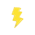 Yellow lightning bolt foil balloon shaped for birthday Parte Haus party supply store in Bethesda MD