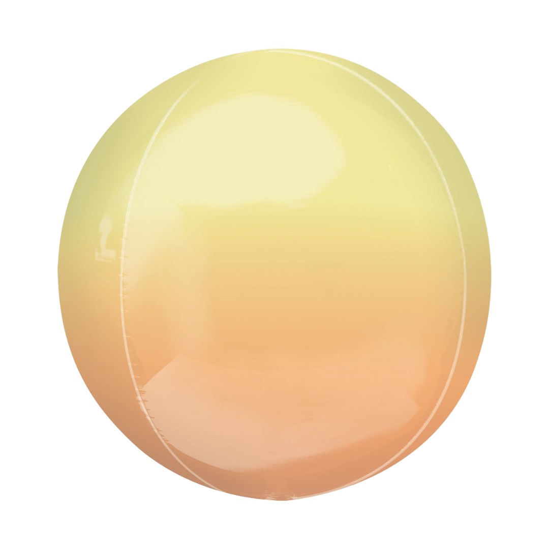 Yellow orange ombre orbz foil balloon round shape for birthday from Parte Haus party supply store in Bethesda MD