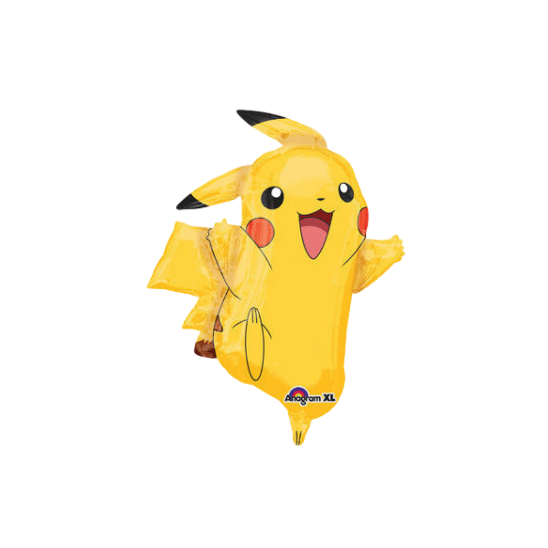 Yellow Pikachu foil balloon with happy face for birthday from Parte Haus party supply store in Bethesda Maryland